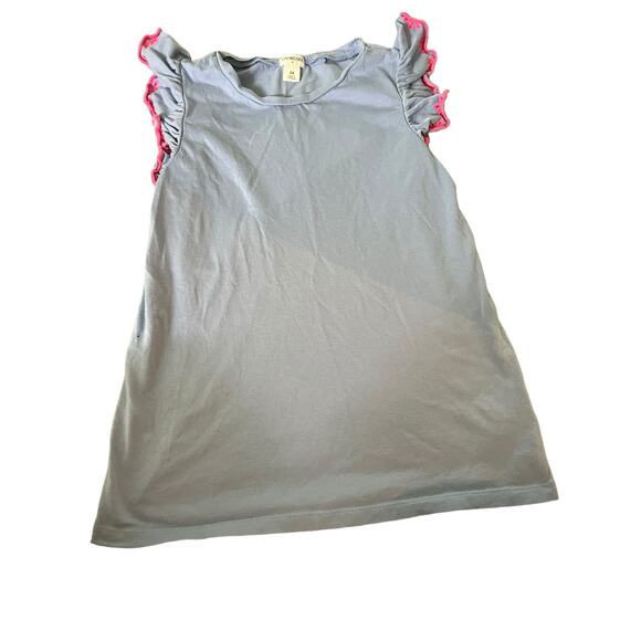 Crewcuts Factory Light Blue Sleeveless Top with Pink Trim, Size 14 - Picture 1 of 4